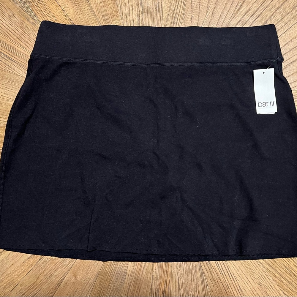 Bar III Black Cotton Stretch Athletic Skirt XL NWT Mod Femme